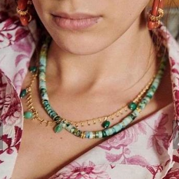 NWT Sézane Josh Necklace in Green - Picture 2 of 6